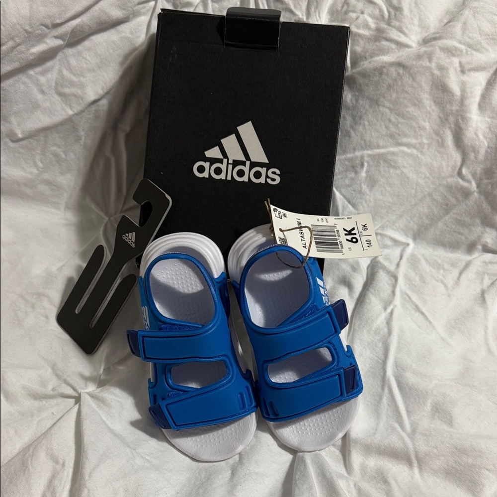 adidas Kids Bright Blue Hook-and-Loop Sandals